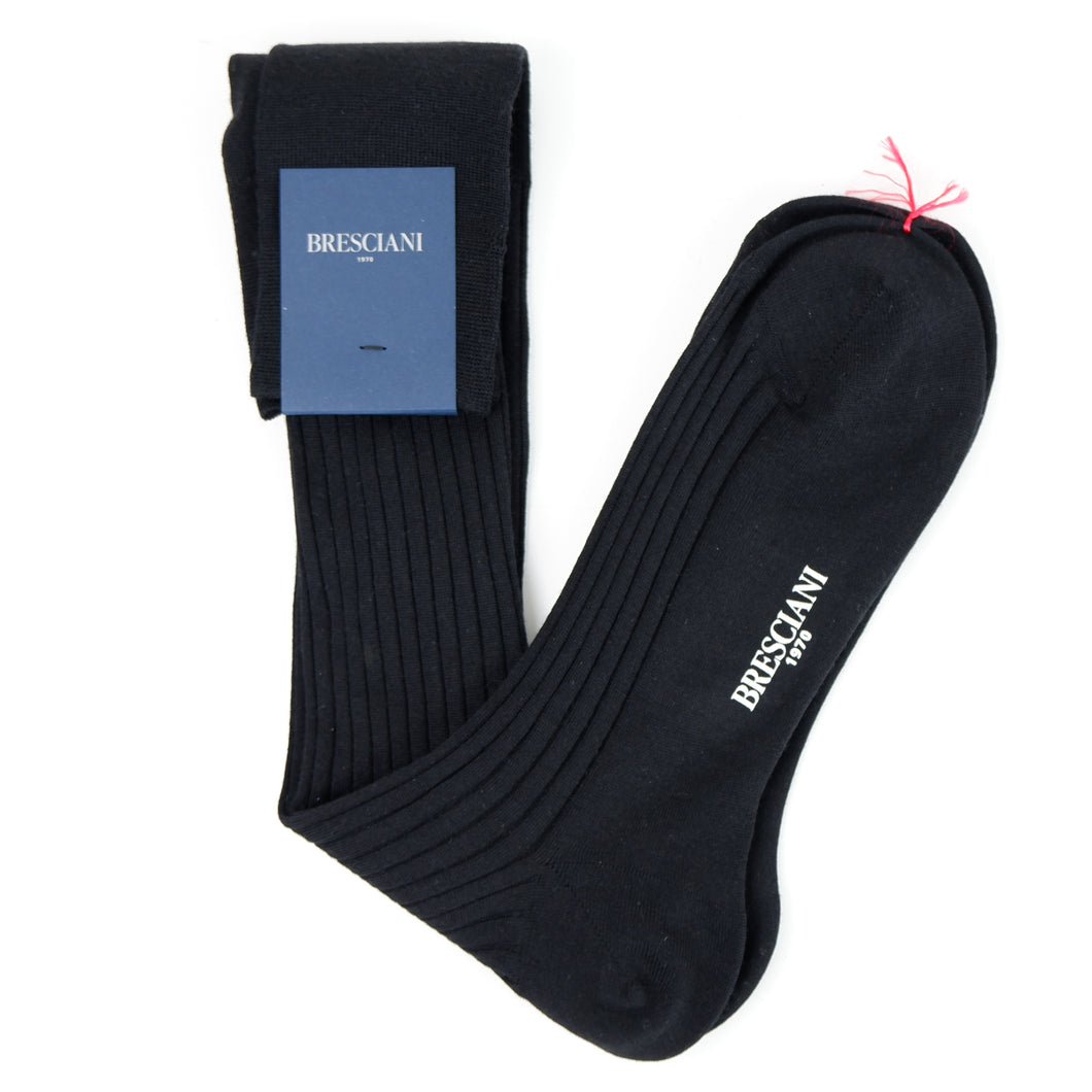 Bresciani Herren-Kniesocken nero Wool