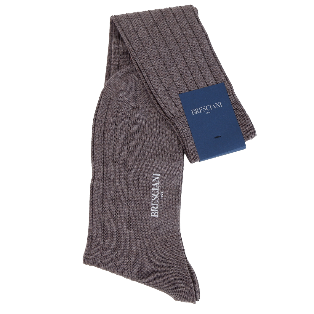 Bresciani Herren-Kniesocken castoro Wool