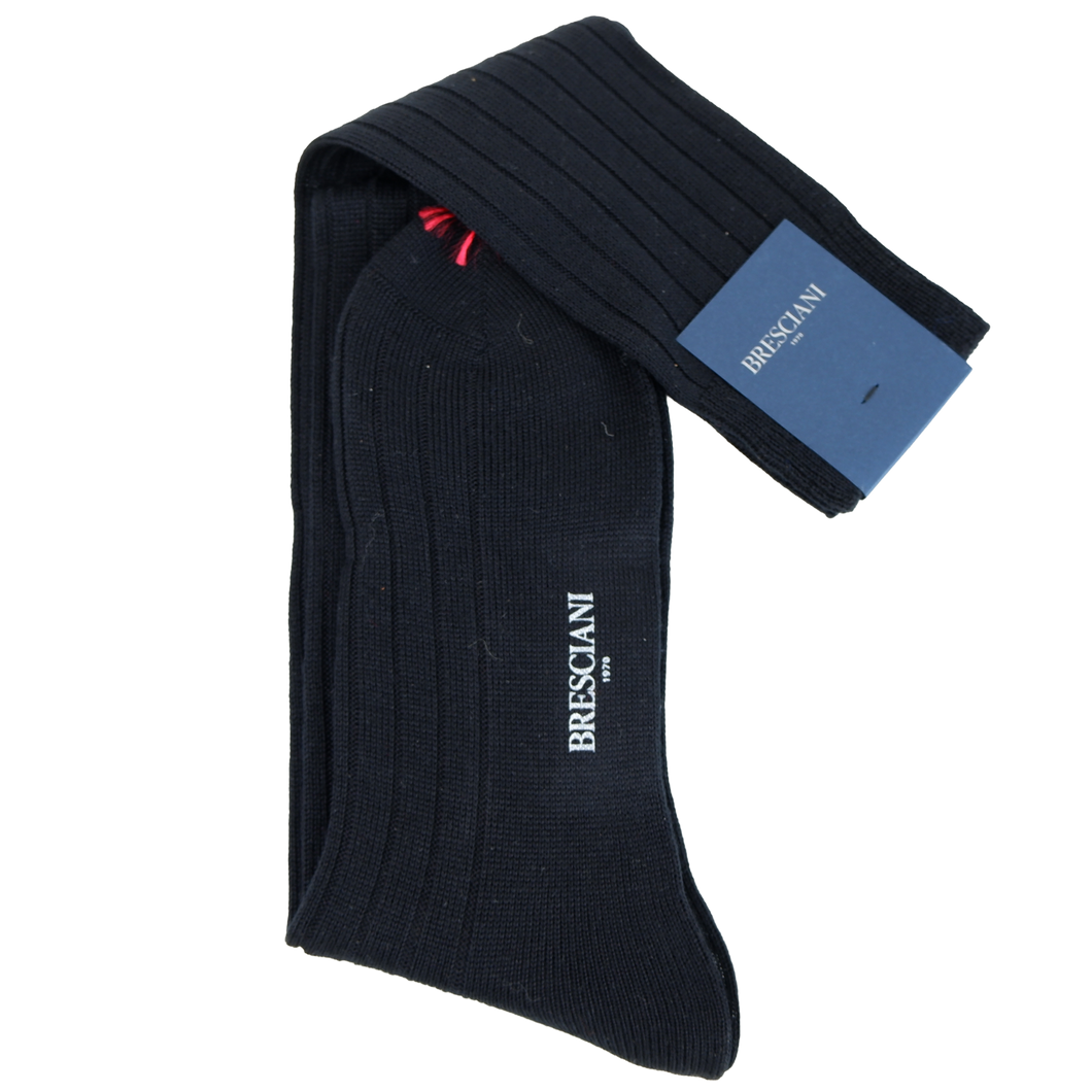 Bresciani Herren-Kniesocken nero Wool